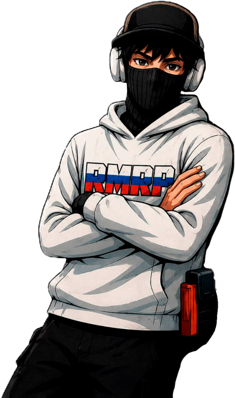 Маскот фамы RA1NGARD в худи RMRP